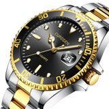 Gold Military Stainless Steel Date Sport Quartz Analog